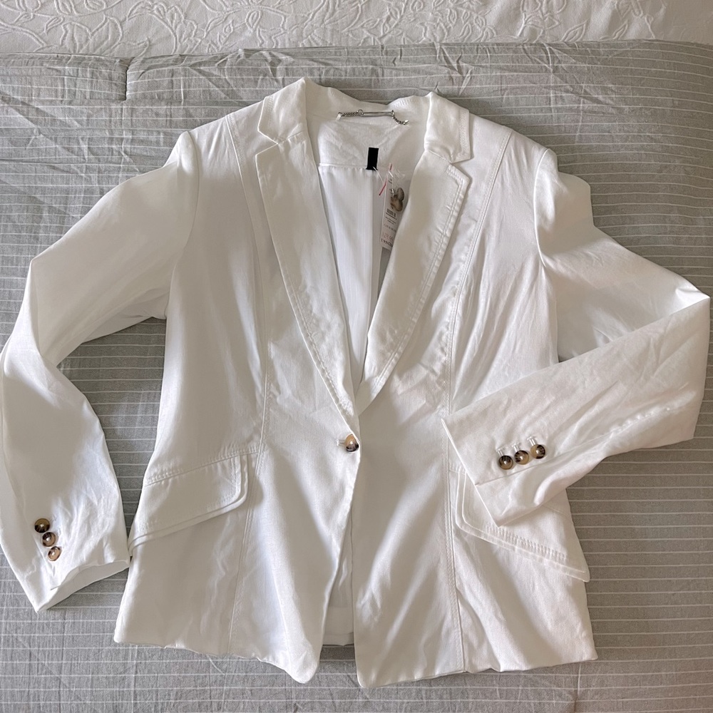 WHBM White linen blazer size 10
